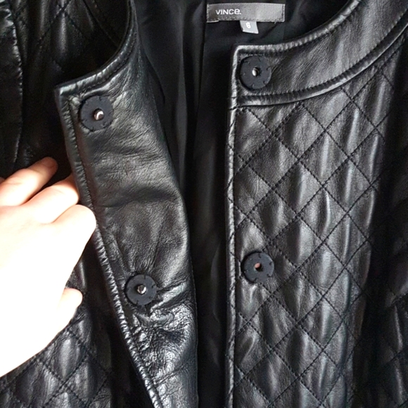 VINCE Leather Quilted Jacket Size 6 - Picture 6 of 8
